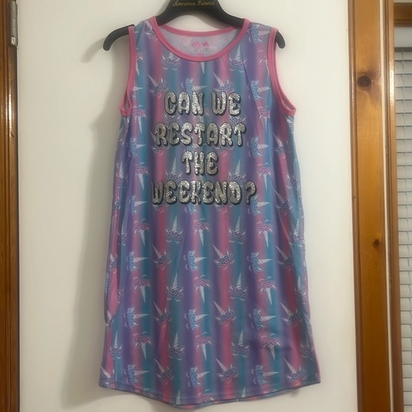 dELiA*s Other - Delia’s Girls Night Gown size 14/16 Multicolored with silver glitter writing